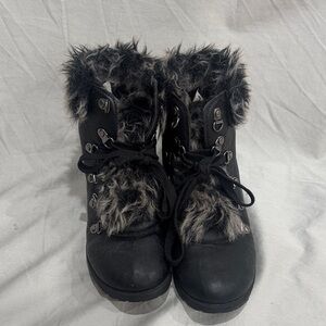 Wanted Kids Black Fur-Lined Boots
